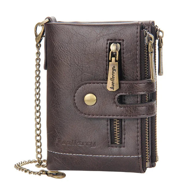 Herren Geldbörse mit Kette, Retro Bifold Kartenhalter Geldbörse