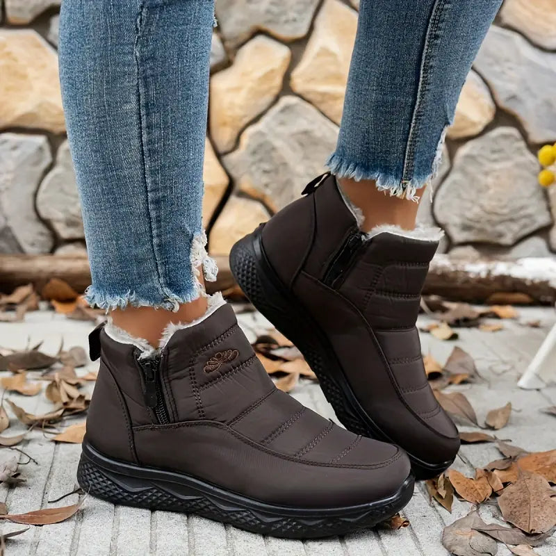 Weiche Stiefeletten aus Fleece, gemütliche, pelzige Schlupfschuhe für den Winter