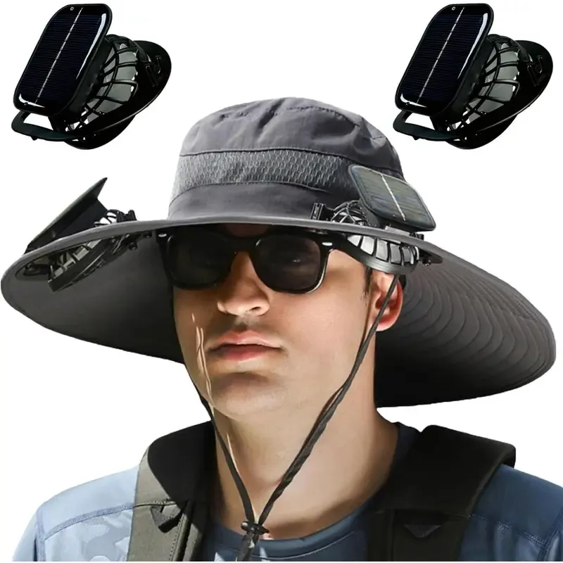2025 New Wide Brim Solar Fan Outdoor Fishing Hat-Solar & USB Charging
