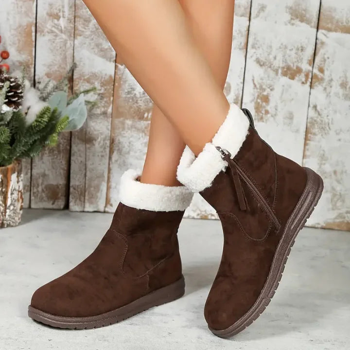 🔥Women's Solid Color Fuzzy Boots, Side Zipper Soft Sole Platform Thermal Lined Boot