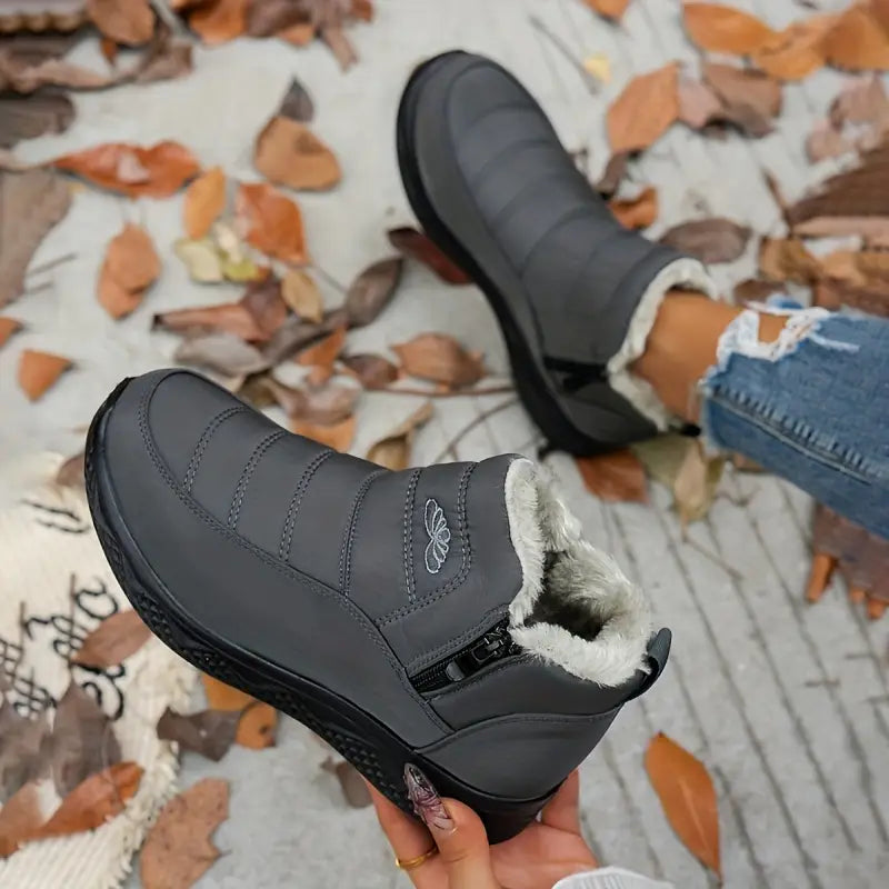 Weiche Stiefeletten aus Fleece, gemütliche, pelzige Schlupfschuhe für den Winter