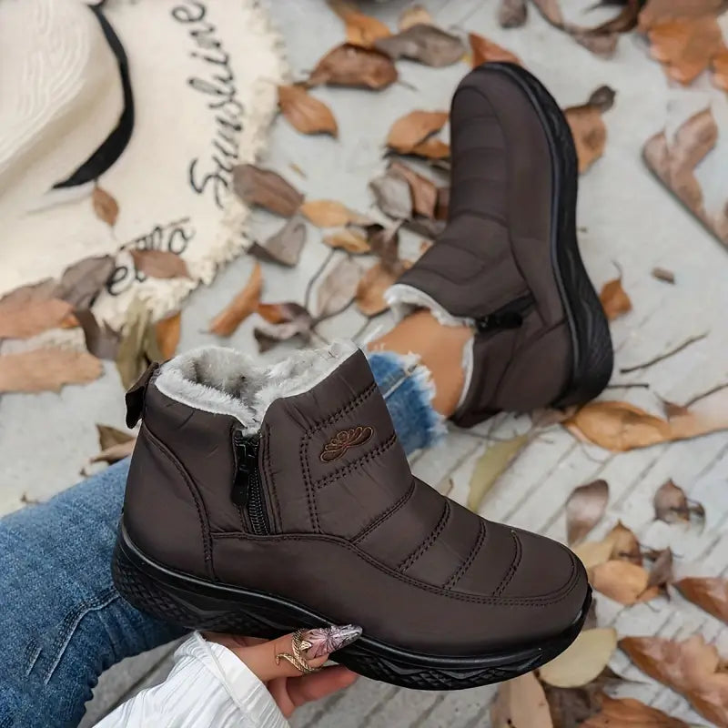 Weiche Stiefeletten aus Fleece, gemütliche, pelzige Schlupfschuhe für den Winter