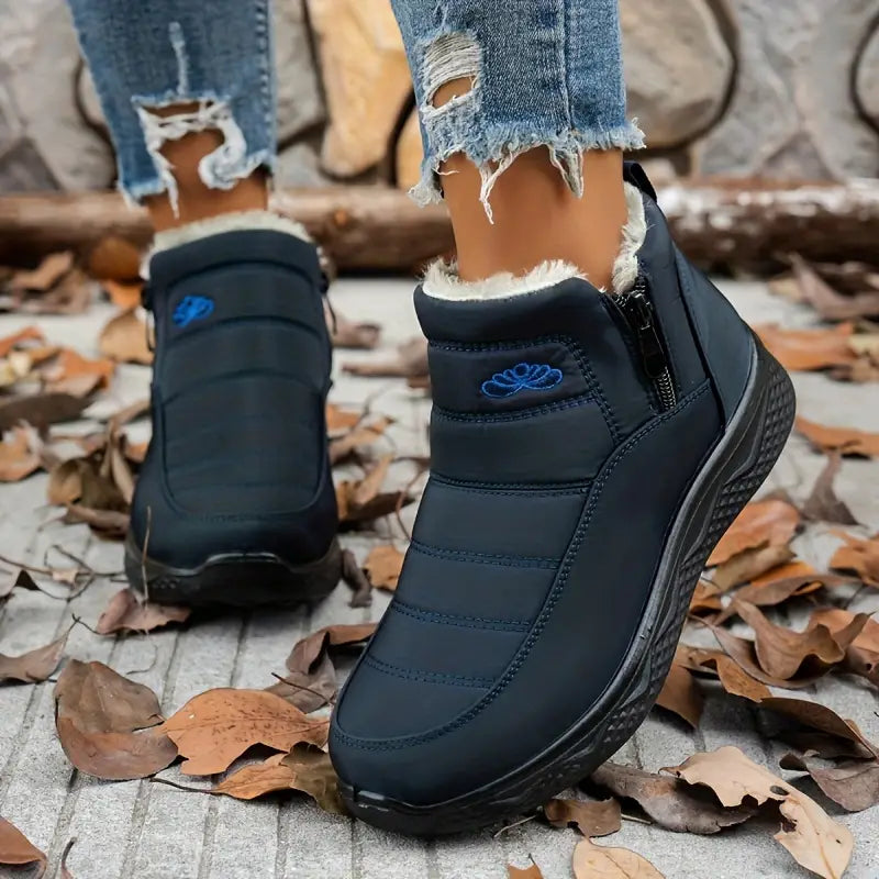 Weiche Stiefeletten aus Fleece, gemütliche, pelzige Schlupfschuhe für den Winter