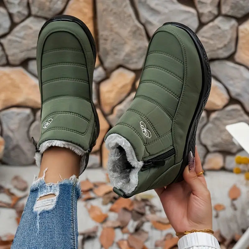 Weiche Stiefeletten aus Fleece, gemütliche, pelzige Schlupfschuhe für den Winter