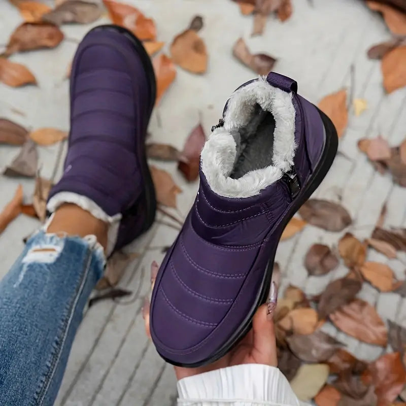 Weiche Stiefeletten aus Fleece, gemütliche, pelzige Schlupfschuhe für den Winter