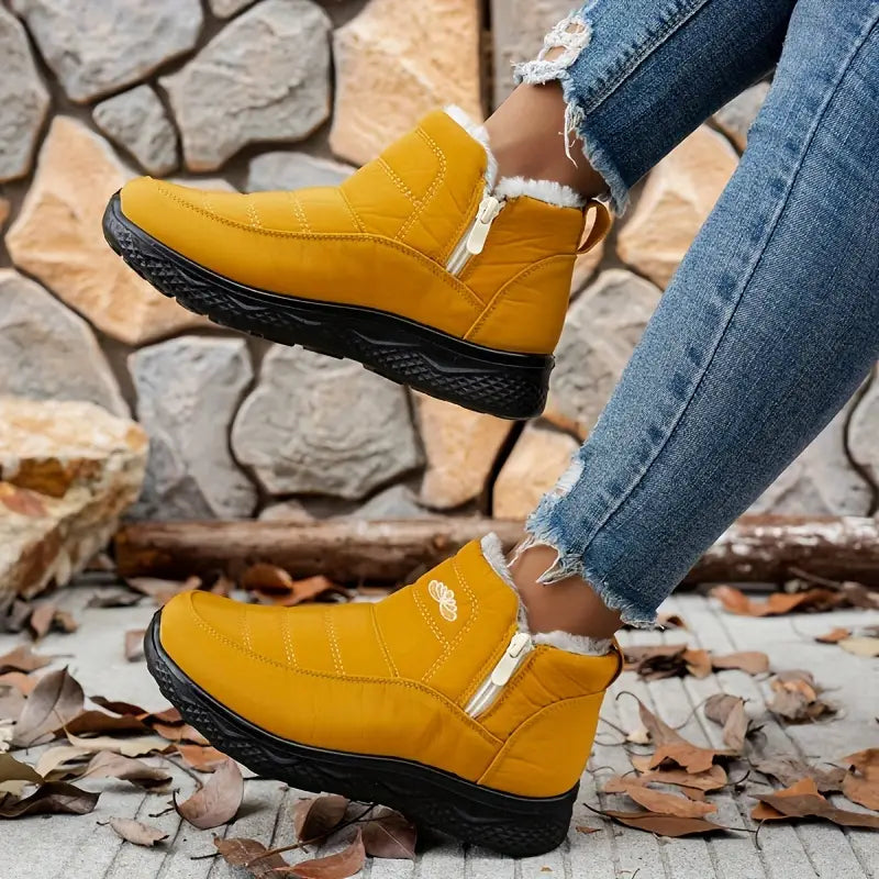 Weiche Stiefeletten aus Fleece, gemütliche, pelzige Schlupfschuhe für den Winter