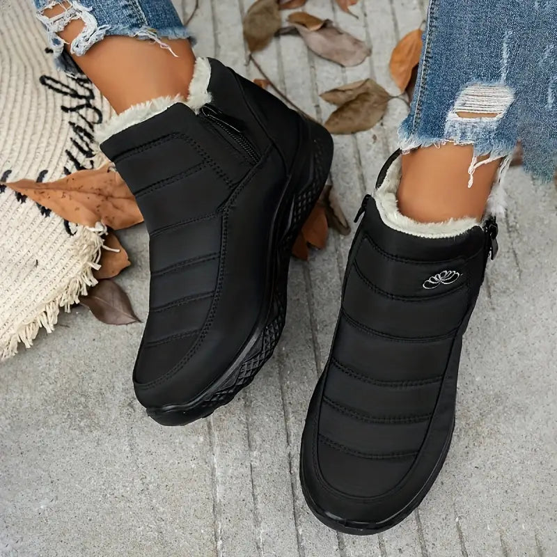 Weiche Stiefeletten aus Fleece, gemütliche, pelzige Schlupfschuhe für den Winter