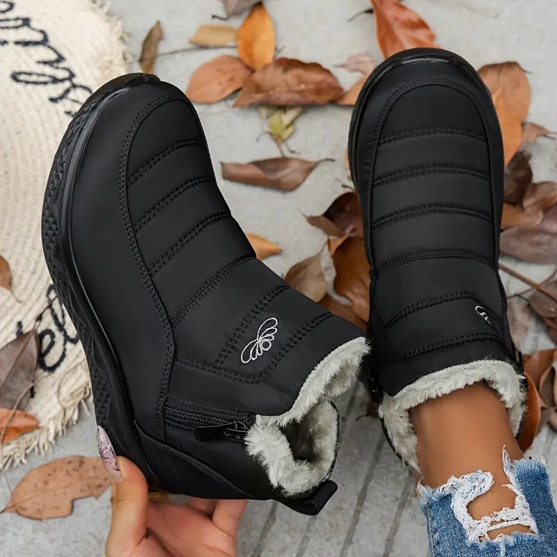 Weiche Stiefeletten aus Fleece, gemütliche, pelzige Schlupfschuhe für den Winter