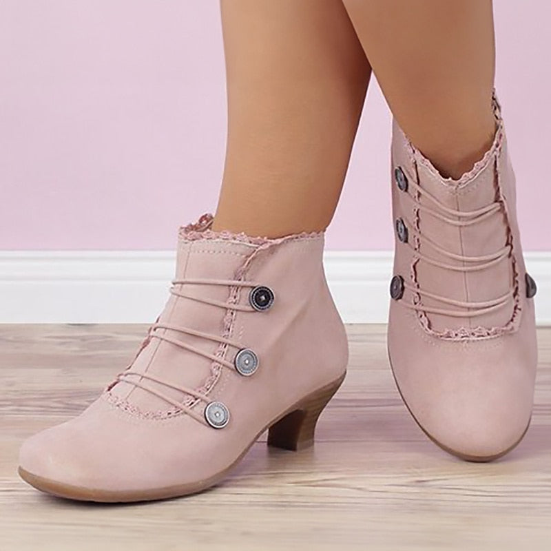 ComfortLace™ Button-Strap Orthopedic Ankle Boots