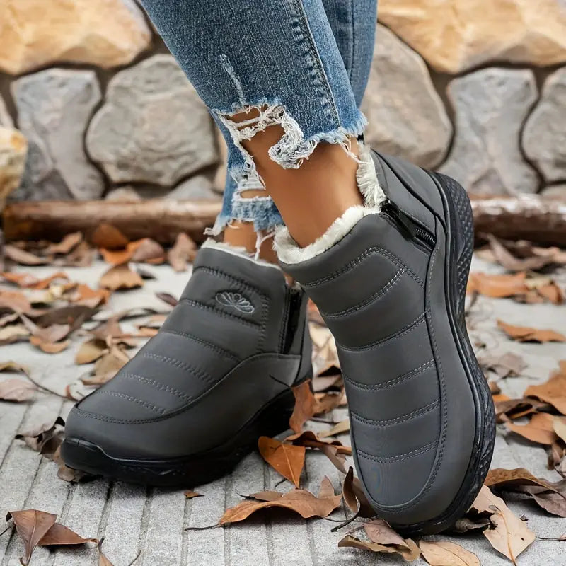 Weiche Stiefeletten aus Fleece, gemütliche, pelzige Schlupfschuhe für den Winter