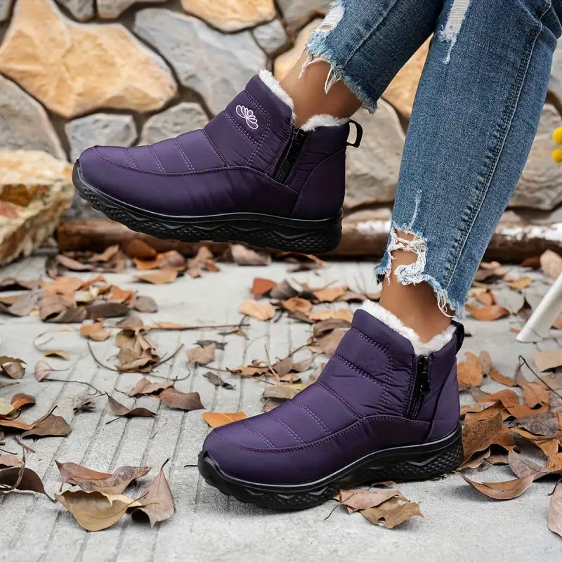 Weiche Stiefeletten aus Fleece, gemütliche, pelzige Schlupfschuhe für den Winter