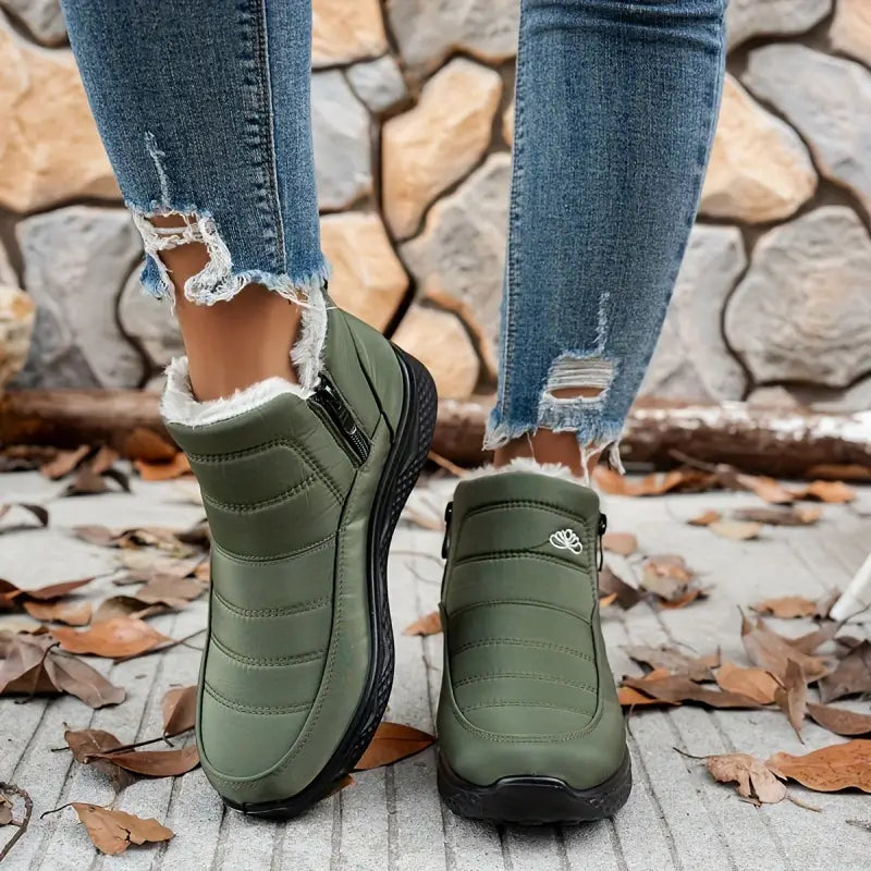 Weiche Stiefeletten aus Fleece, gemütliche, pelzige Schlupfschuhe für den Winter