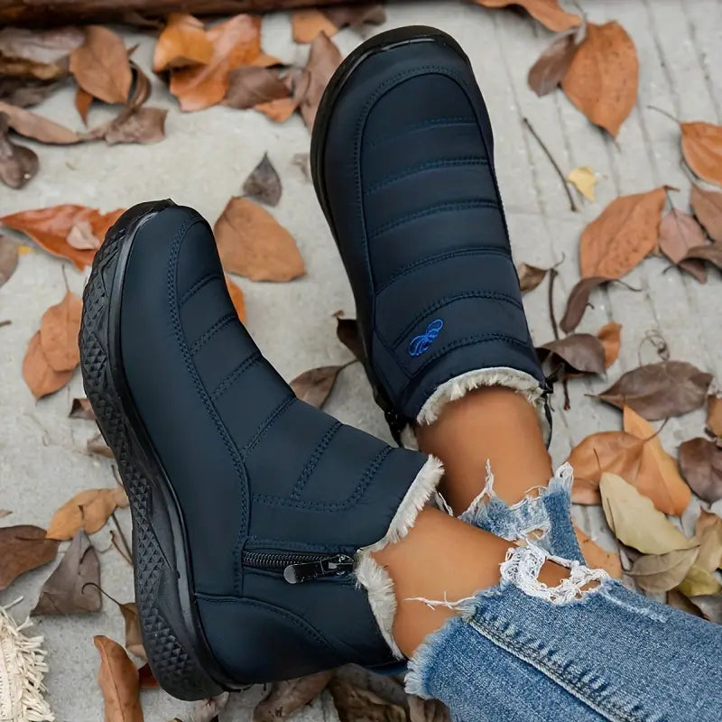 Weiche Stiefeletten aus Fleece, gemütliche, pelzige Schlupfschuhe für den Winter