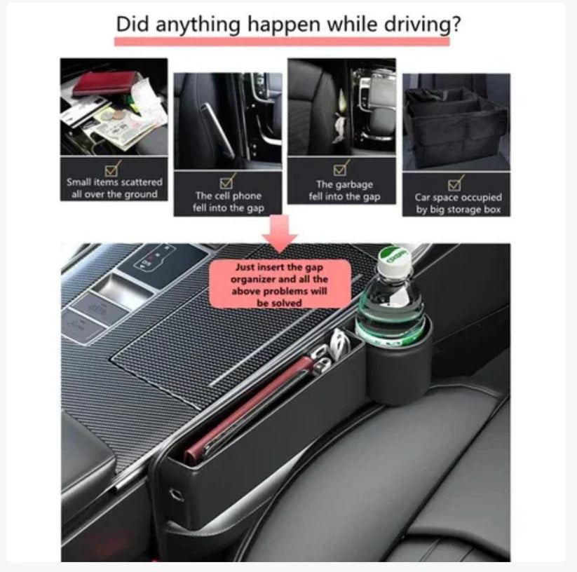 🔥HOT SALE 45% OFF 💖Car Leather Cup Holder Gap Filler Organizer Bag [Universal Fitment]