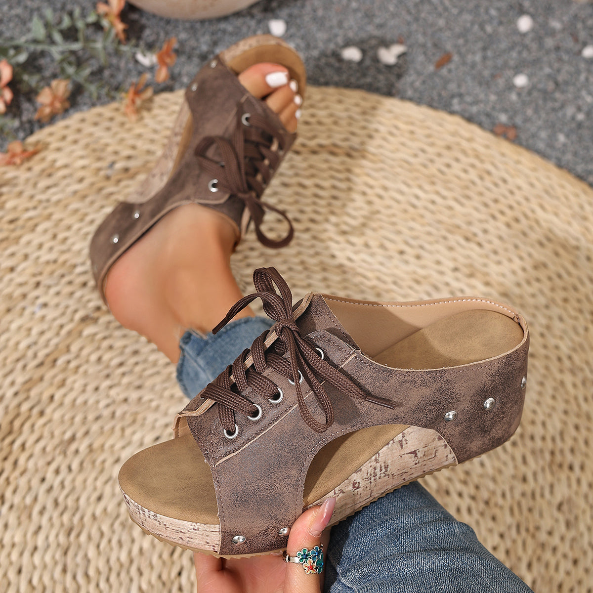 WillowWalk™ Lace-Up Comfort Wedge Sandals – Lightweight Support for Every Step
