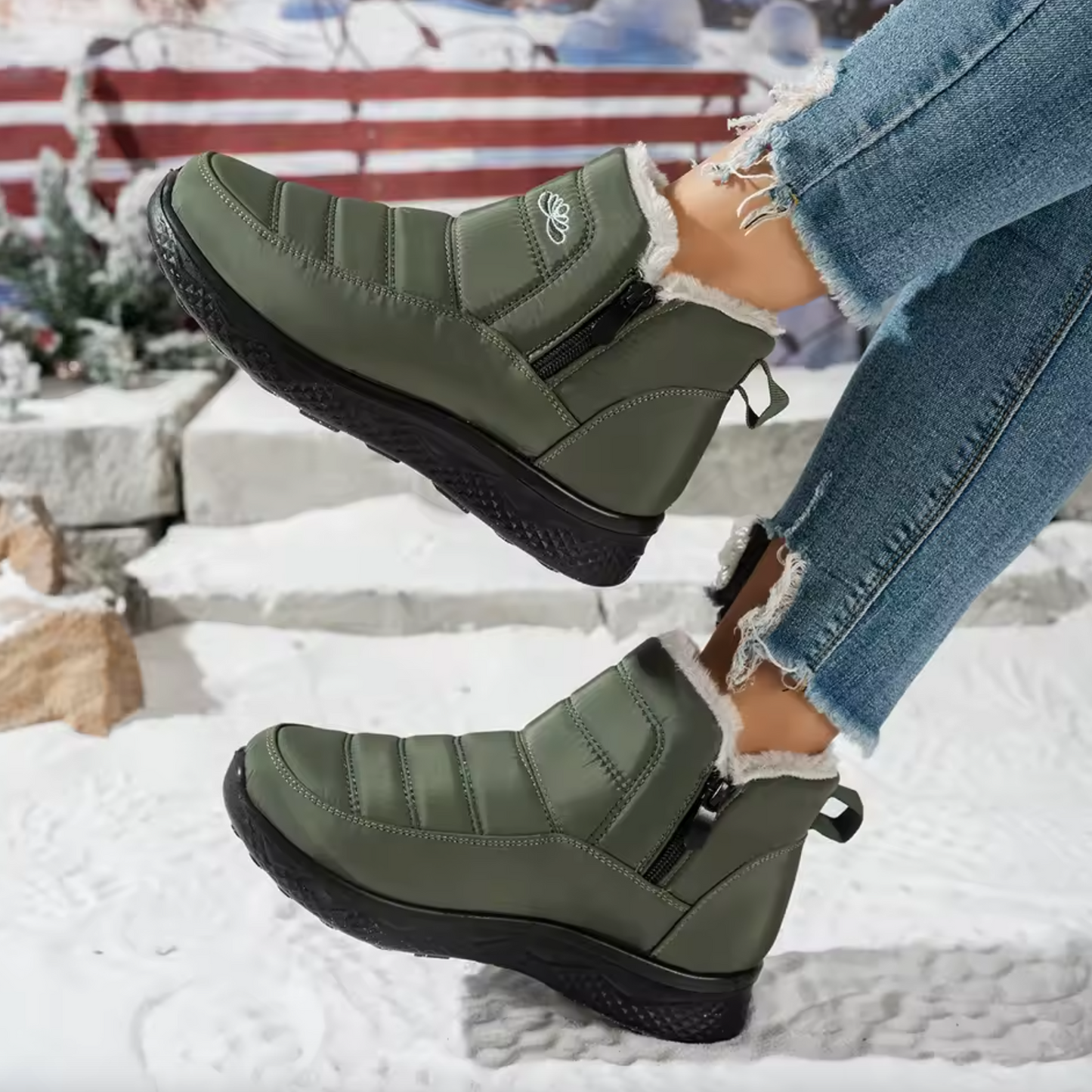 Weiche Stiefeletten aus Fleece, gemütliche, pelzige Schlupfschuhe für den Winter