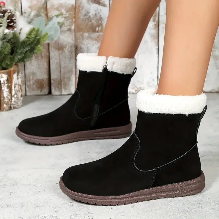 🔥Women's Solid Color Fuzzy Boots, Side Zipper Soft Sole Platform Thermal Lined Boot