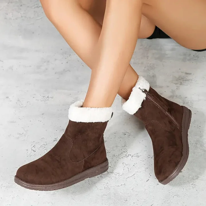 🔥Women's Solid Color Fuzzy Boots, Side Zipper Soft Sole Platform Thermal Lined Boot