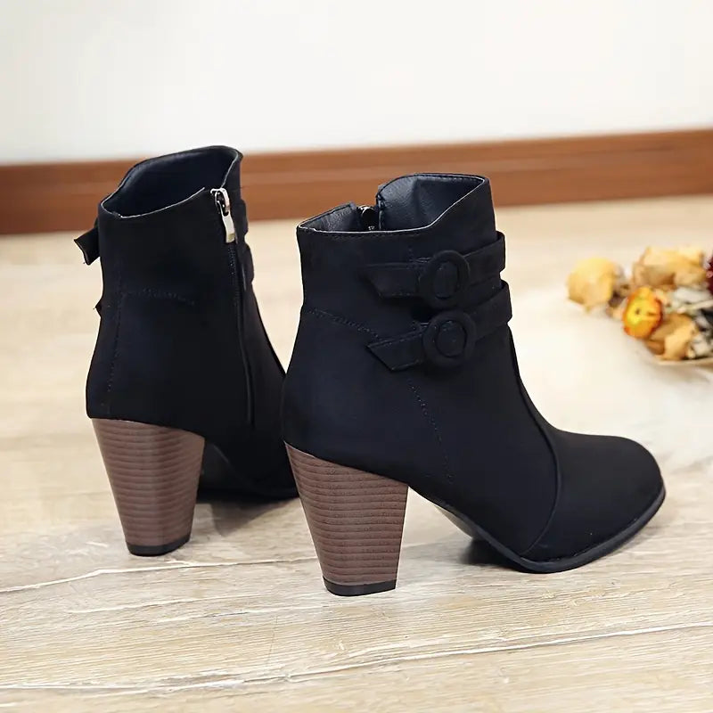 WarmStep™ Elegant Orthopedic Ankle Boots — Non-Slip Block Heel, Side Zip