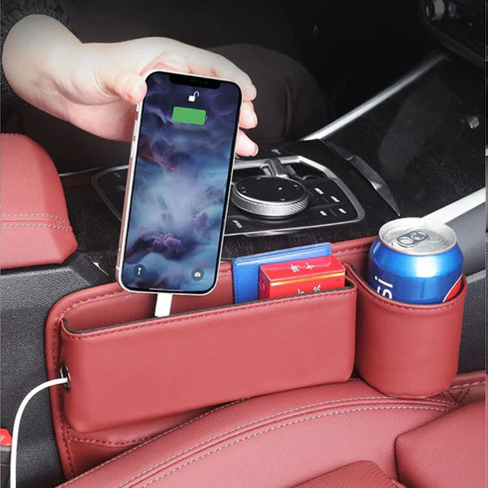 🔥HOT SALE 45% OFF 💖Car Leather Cup Holder Gap Filler Organizer Bag [Universal Fitment]
