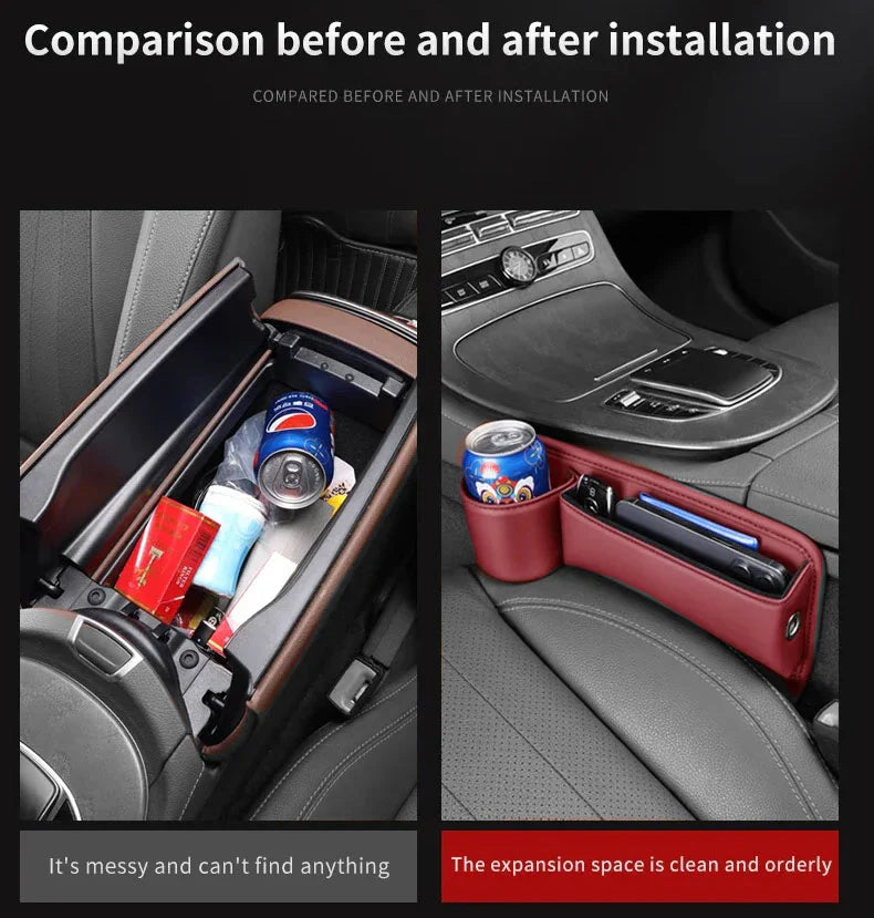 🔥HOT SALE 45% OFF 💖Car Leather Cup Holder Gap Filler Organizer Bag [Universal Fitment]